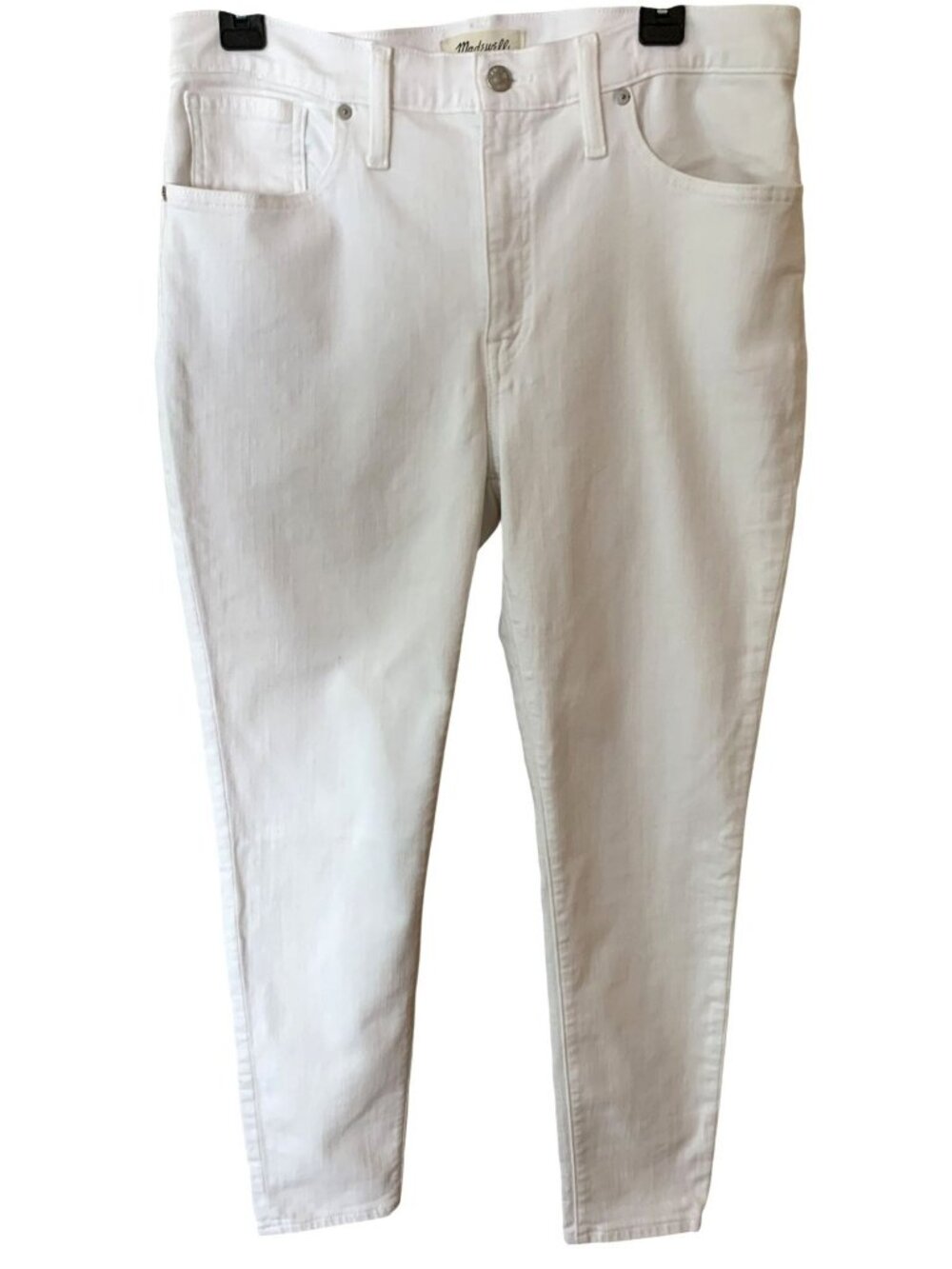 Madewell Sz 31 White 9" Mid Rise Skinny Crop Jeans Stretch Denim Minimalist